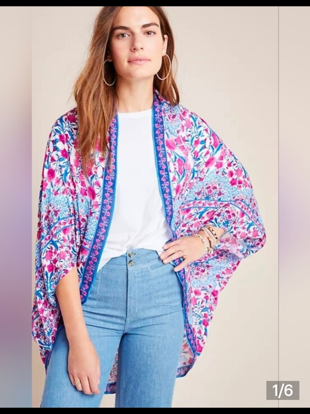 Kachel × Anthropologie  Pink & Blue Floral Kimono Cardigan